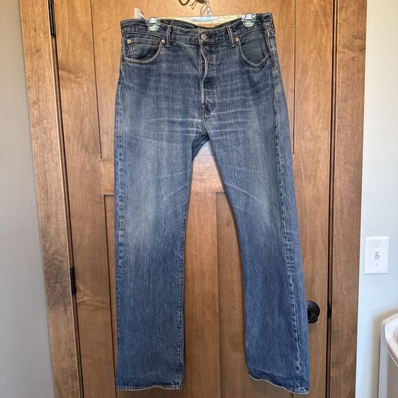 Levi's Other - Levis Tall Mens 36x34 Blue Denim 501 Straight Button Fly American Medium Wash